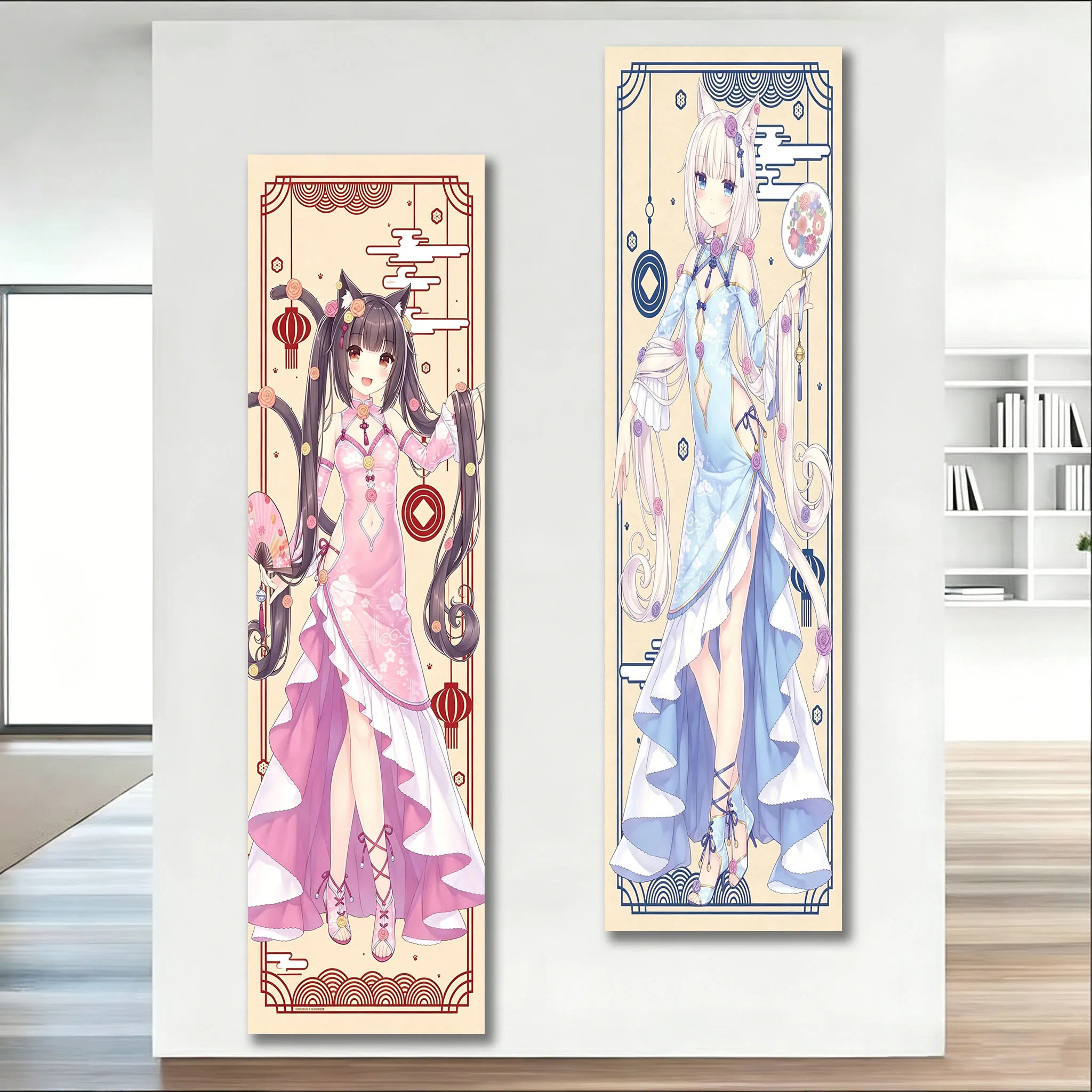 Nekoparas Chocola&Vanilla Wall Tapestry Large Long Tapestry Bedroom Elegant Home Background Cloth Room Stuff Anime Aesthetic Art