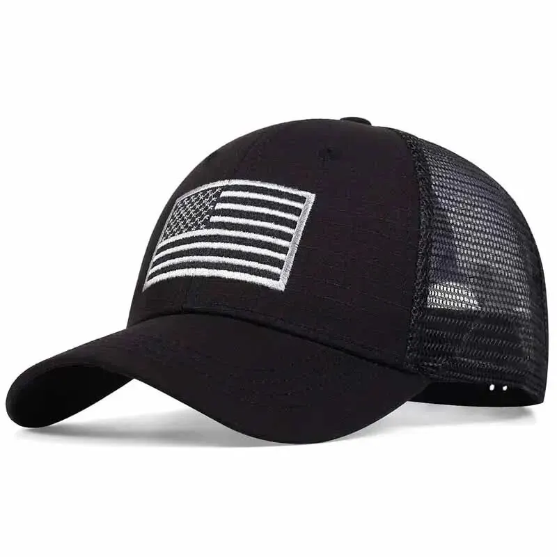 Unisex American Flag Embroidery Baseball Net Caps Spring and Summer Outdoor Adjustable Casual Hats Sunscreen Hat