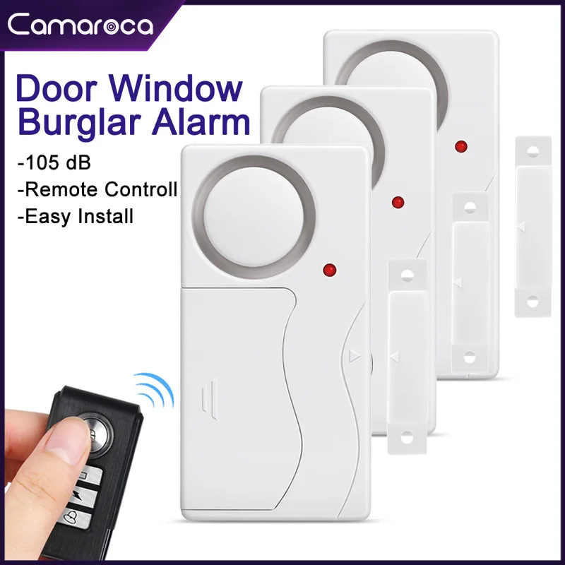 Camaroca Door Window Entry Security Wireless Remote Control Burglar Alarm Magnetic Sensor Alert System Security Protection