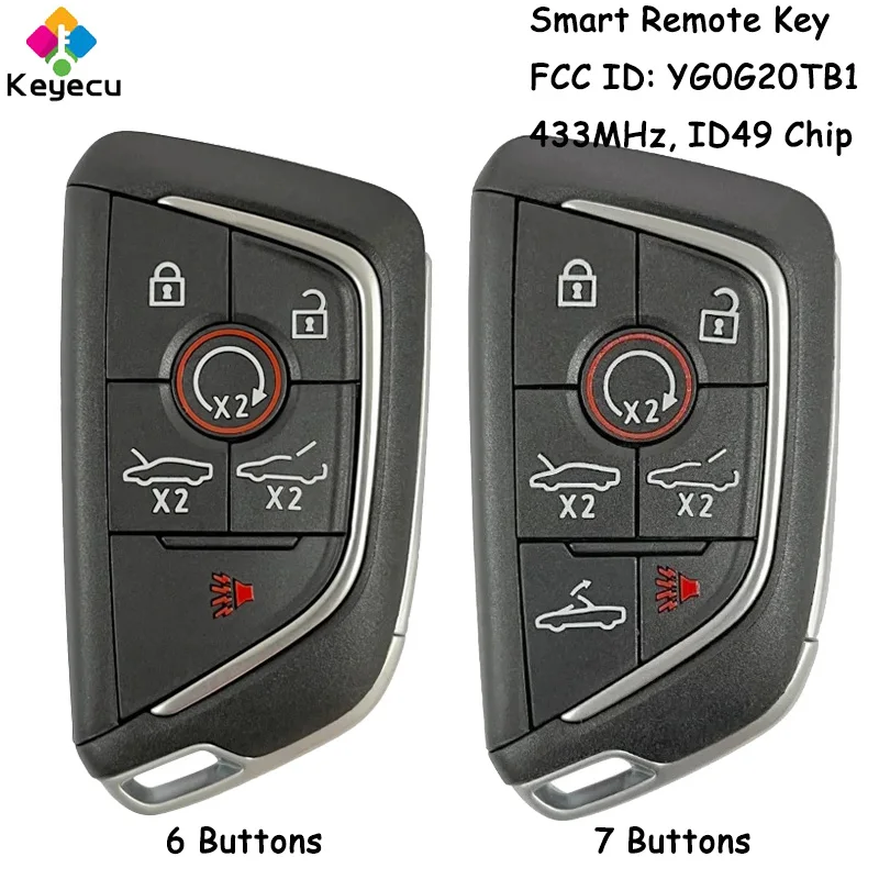 

KEYECU Smart Remote Control Car Key With 6 7 Buttons 433MHz ID49 Chip for Chevrolet Corvette C8 2020 2021 2022 Fob YG0G20TB1