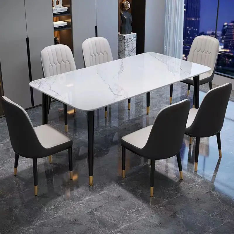 

Simple Rock Plate Dining Table Household Small Apartment Type Modern Italian Light Luxury Dining Table Nordic Rectangular Table