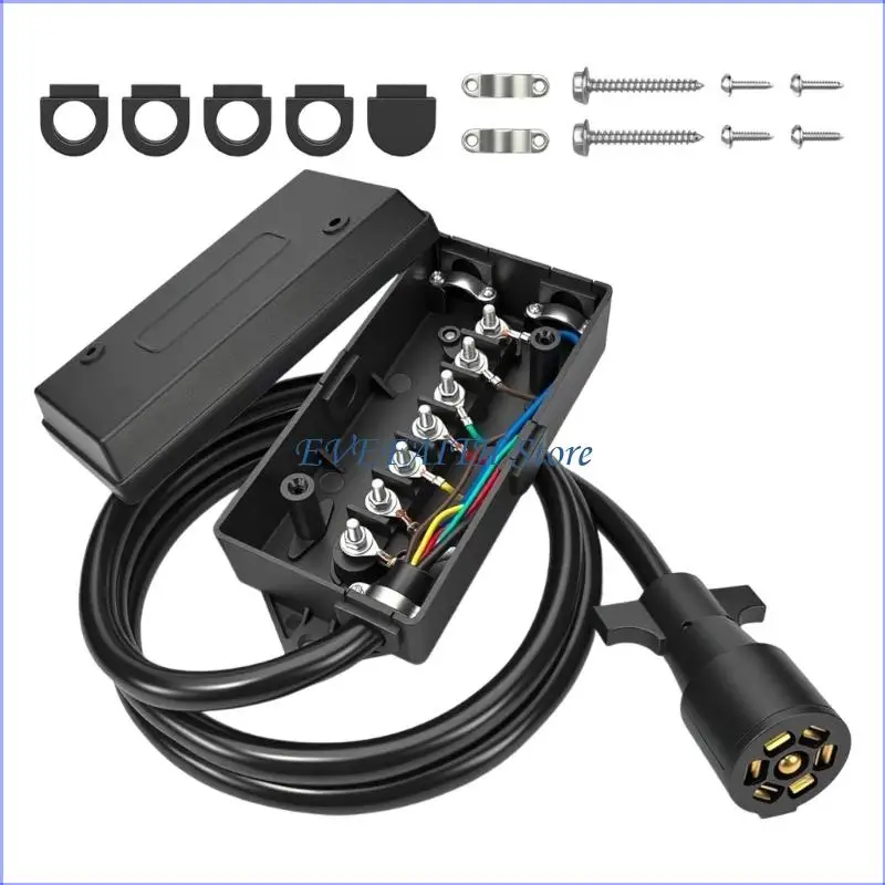 124B 7 Poles Trailer Wiring Harness with Color Coded Wires 7 Pin Trailer Connector Wiring set for Quick Installation