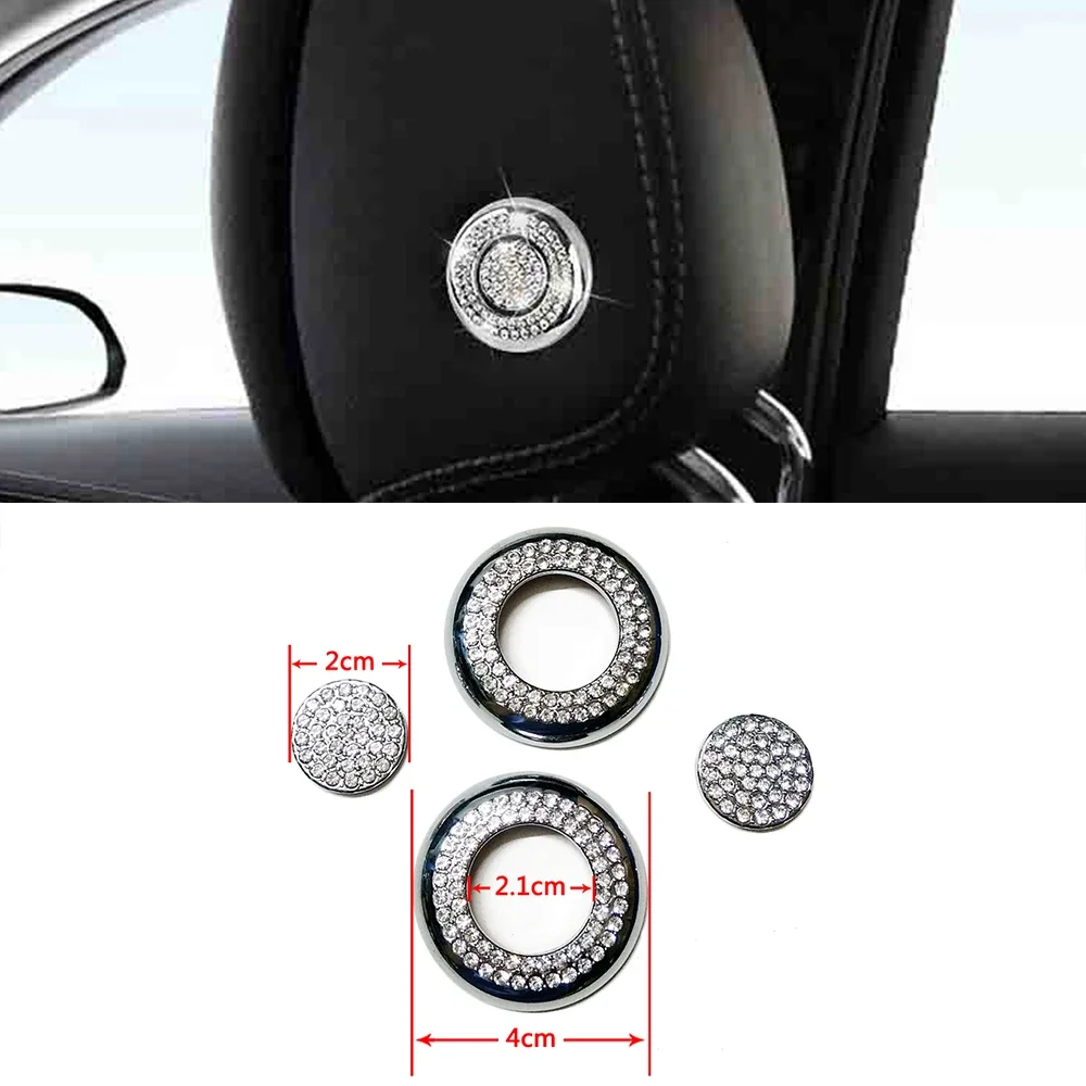 For Mercedes Benz C Class W205 2015-2018 Head Pillow Adjust Switch Button Modify Artificial Crystal Diamond Decal Trim