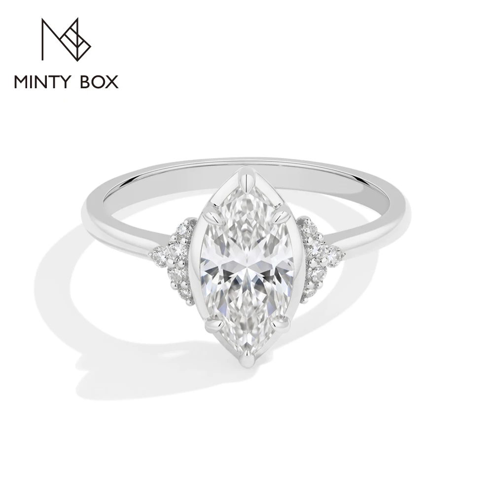 MINTYBOX Marquise 1.5CT Moissanite Rings for Women 925 Sterling Silver Trendy Party Jewelry Luxury Anniversary Gifts Certificate
