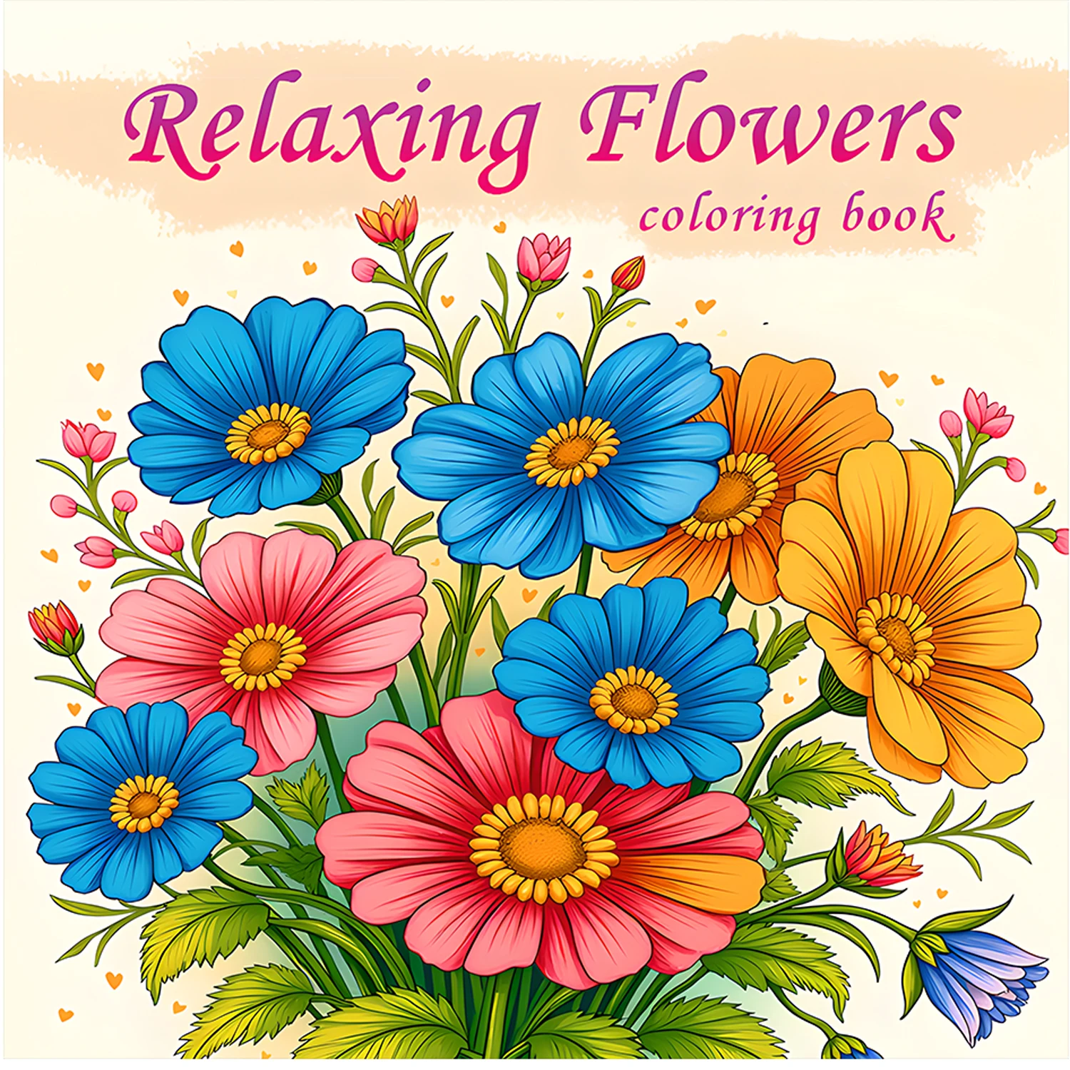 Relaxing Flowers Coloring Book for Adults Stress Relief Kill Time DIY Painting Drawing Book Bold Easy Floral Art Activity