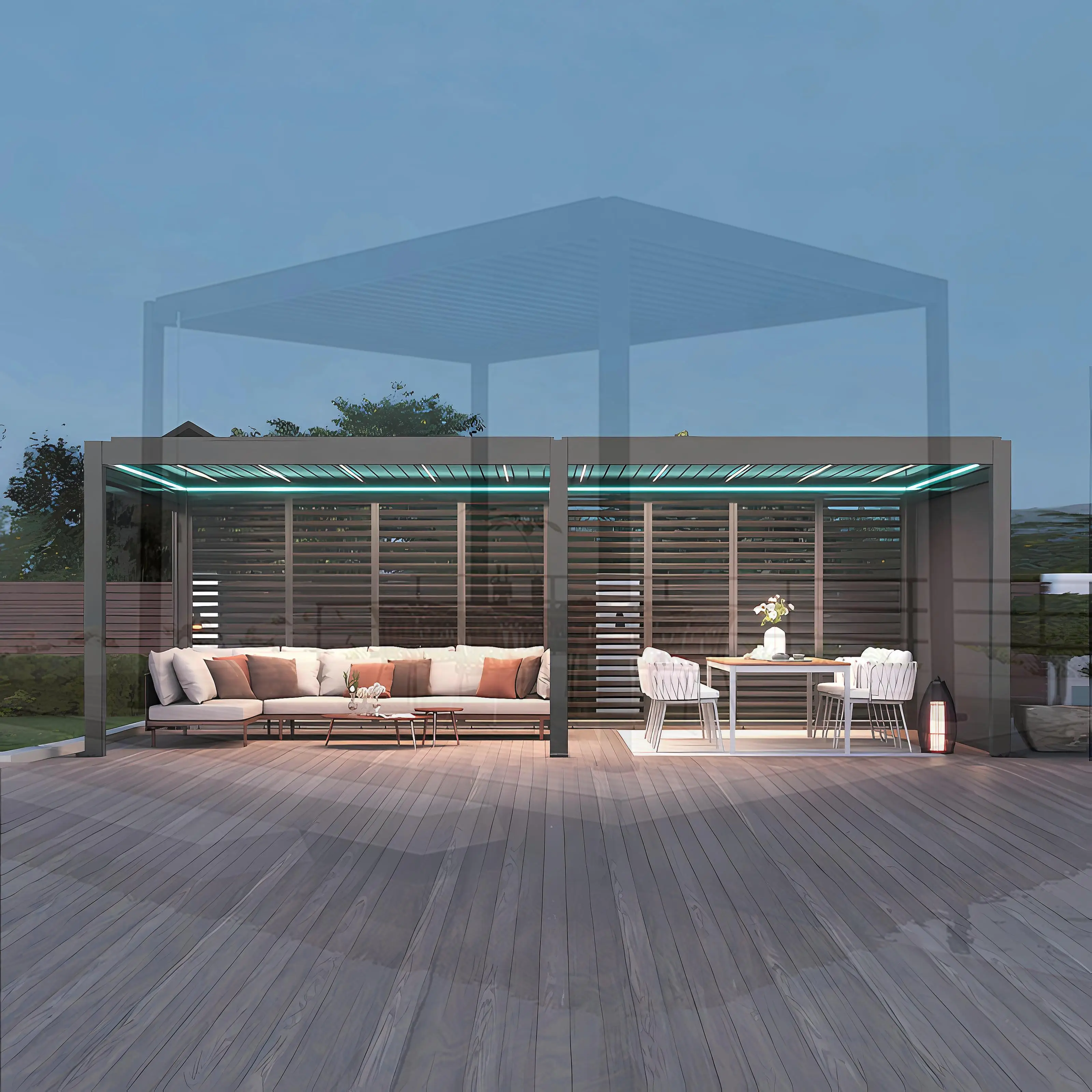 Motorized Rotating Louvers Aluminum Roof Waterproof Dimmabl…