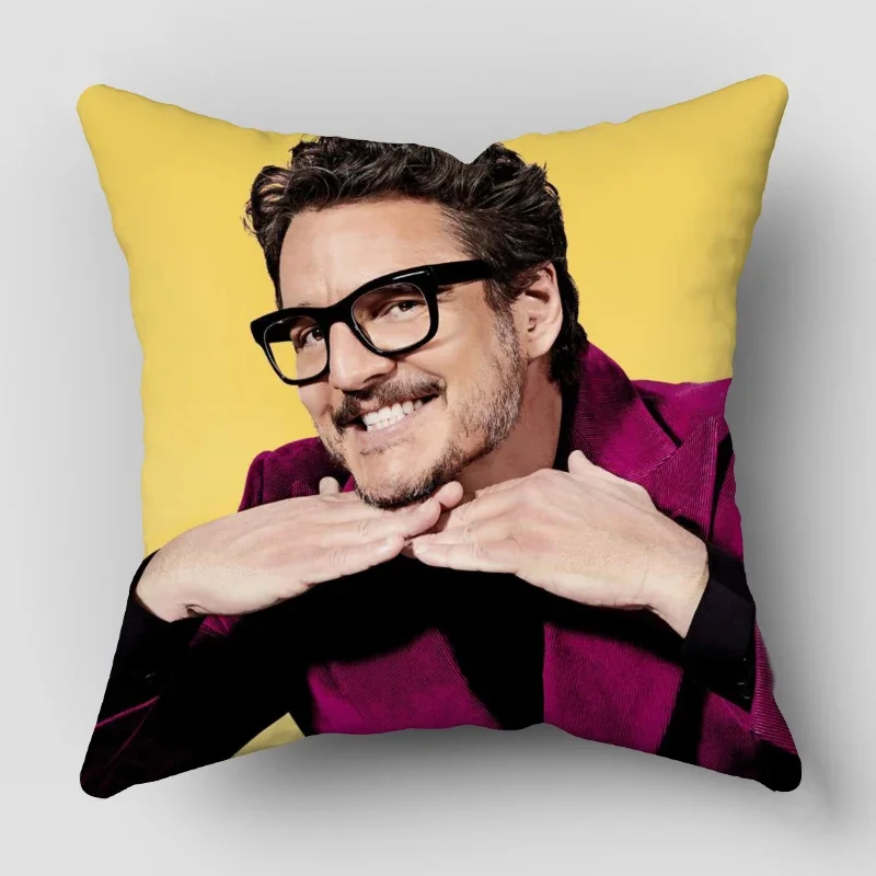 New Pedro Pascal Pillow Cover Bedroom Home Office Decorative Pillowcase Square Zipper Pillow Cases 45X45CM Satin Soft No Fade