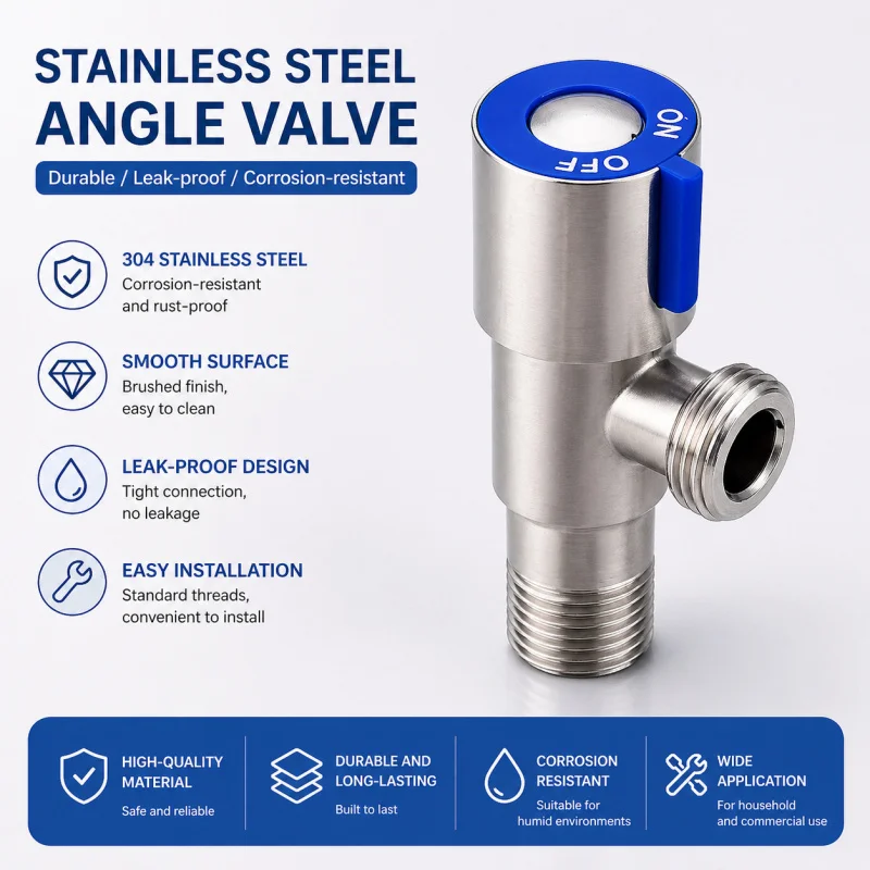 

Heavy Duty 165g SUS304 Stainless Steel Angle Valve G1/2 Hot Cold Water Stop Valve Ceramic Core for Bathroom Kitchen Toilet