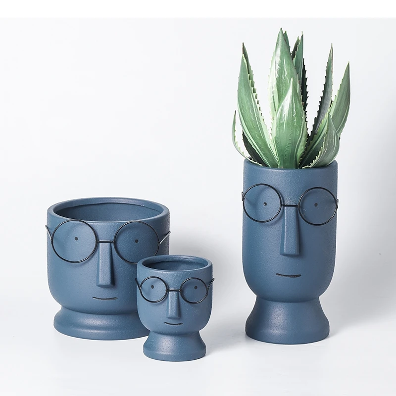 Abstract Figure Ceramic Flowerpot Tabletop Succulent Green Plant Potted Flower Pot Indoor Balcony