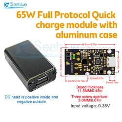 65W Full Agreement Fast Charge Module DC 9V-35V DC5521 XT30 Input Port Mini Charger Module QC2.0/3.0/4.0 PD2.0/3.0/PPS FCP SCP