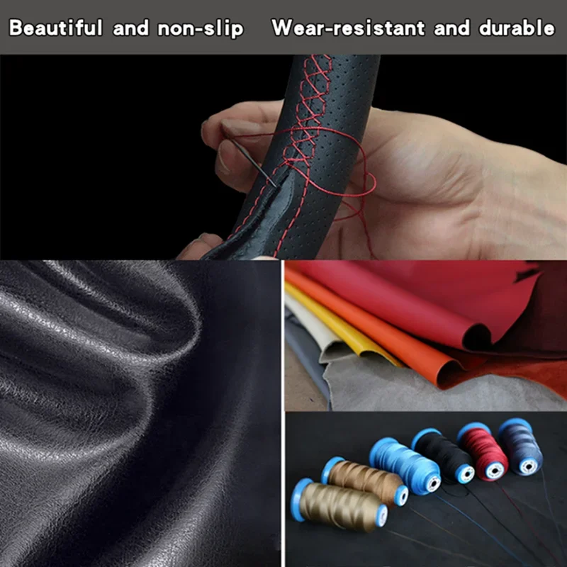 For Leading Ideal LiXiang L8 L7 L9 DIY Breathable Non-slip Orange Mark Car Steering Wheel Cover Black Suede Interior Accessory