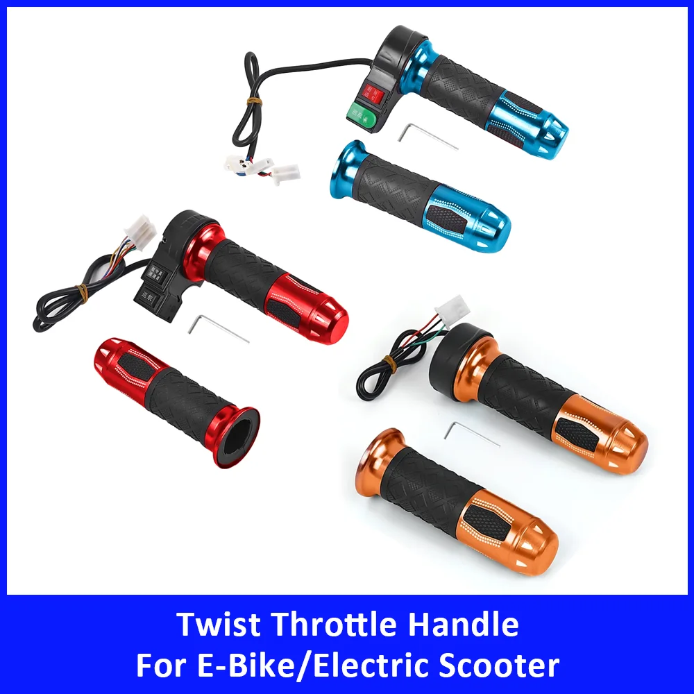 

Aluminum Alloy Accelerator Grip Twist Throttle Handle for E-Bike Electric Scooter High Medium Low Speed Forward Reverse Cruise