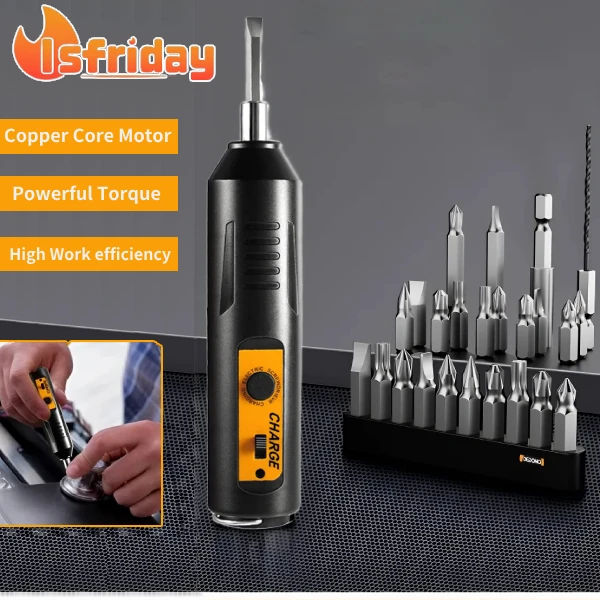 Isfriday Electric Screwdriver Set Household Lithium Battery Charging Forward &Reverse Electric Screwdriver Lithium Tool Set