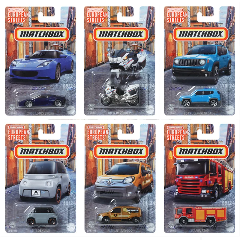 Mattel Matchbox strade europee a tema-Mix 2 2024 veicoli HVV05 B Model Collection Diecast Metal Car Toy Gift