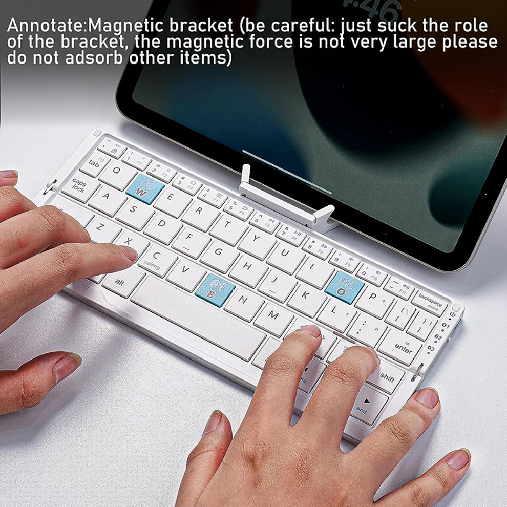 Foldable Bluetooth Keyboard with Magnetic Stand Aluminum Alloy Mini Folding Keyboard Rechargeable  Keyboard for Tablet,iPad