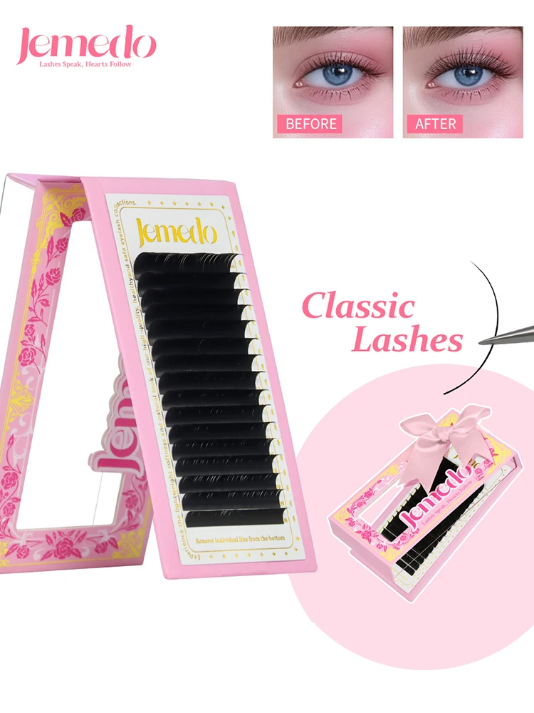 

JEMEDO 16Rows Eyelash Extensions C/D Curl Classic Individual False Cilio Natural Soft Mink Lashes High Quality Matte Eyelashes