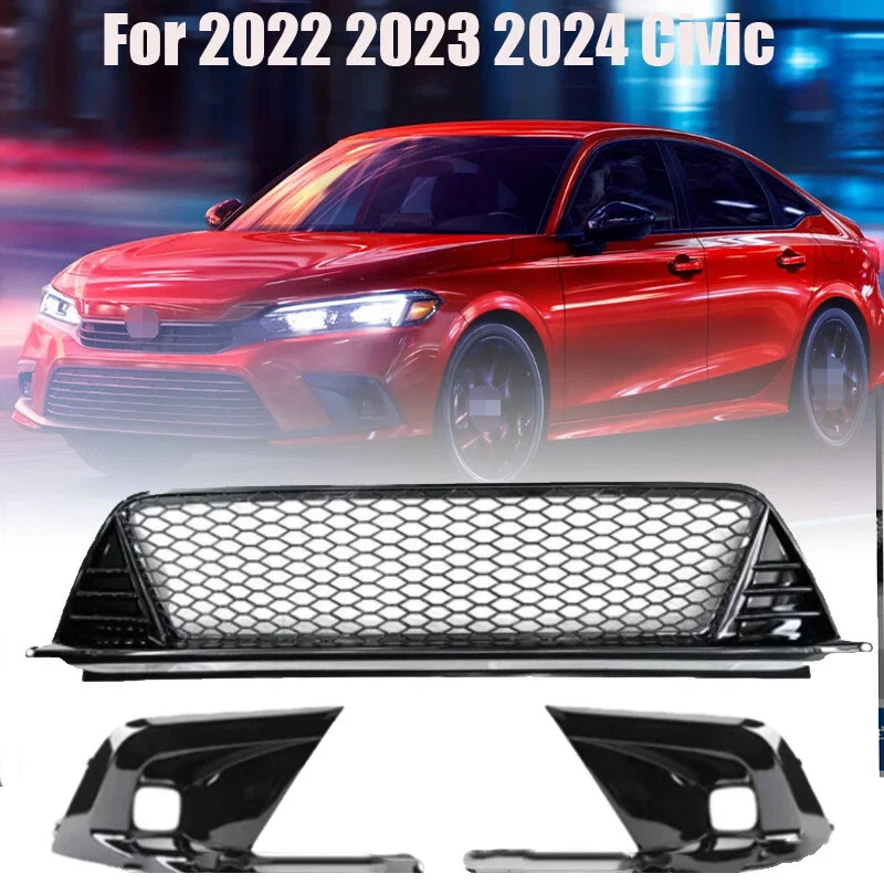 

Bumper Lower Grille For Honda Civic 2022 2023 2024 Front Bumper Lower Grille And Fog Lamp Bezel Cover Trim Type-R Style