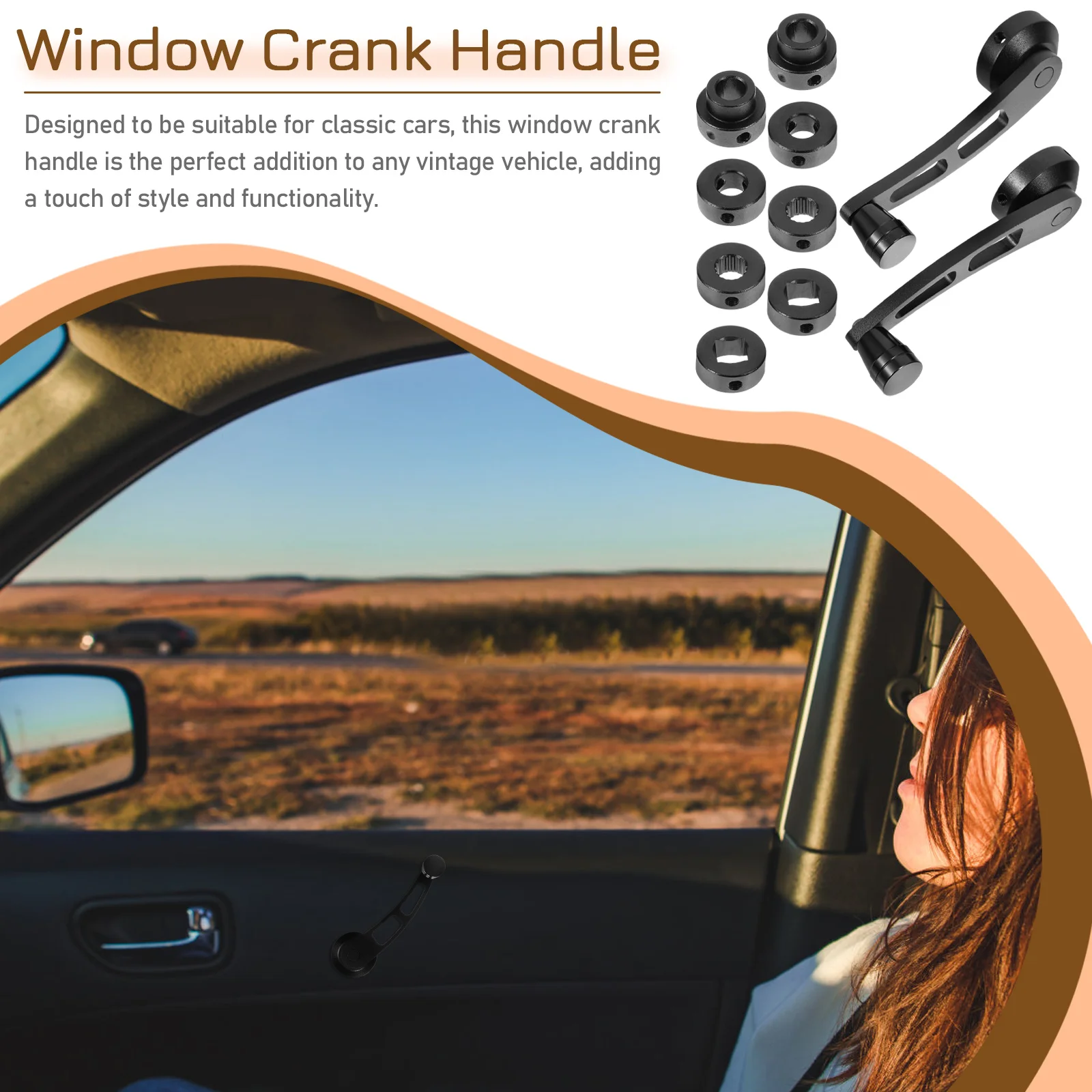 

Window Crank Replacement Car Handle Handles Universal Winder Black Aluminum Alloy
