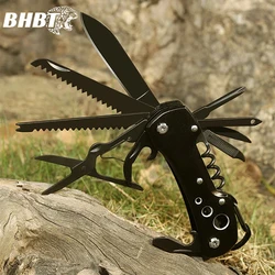 BHBT Outdoor Multifunctional Swiss Knife Camp Multitool Bottle Opener Folding Knife Portable Scissors Saw Fold Pocket Knife