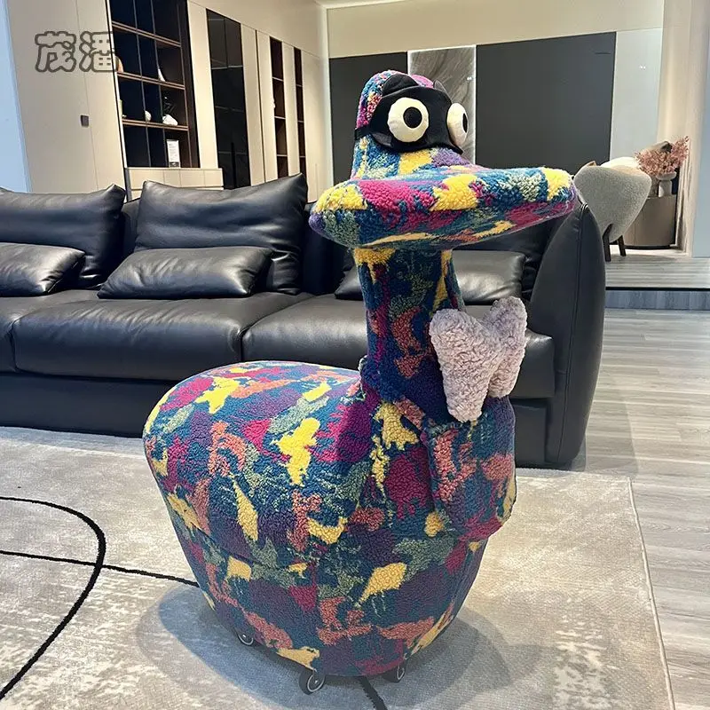 Slippery Duck Stool Animal Modeling Leisure Chair With Pulley Living Room Decoration Large Ornaments Housewarming Gift