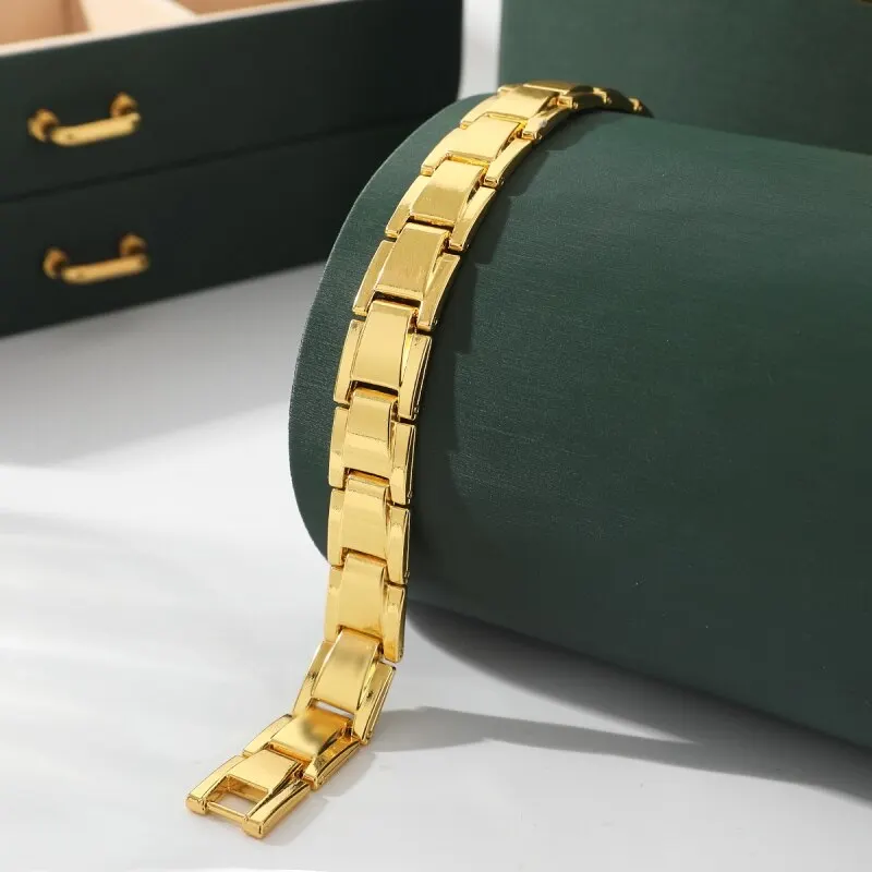 1pcs Gold-color Bracelet Men And Women Universal Style Luxury Style Oil Dripping With Soldered Magnets Detachable Jewelry