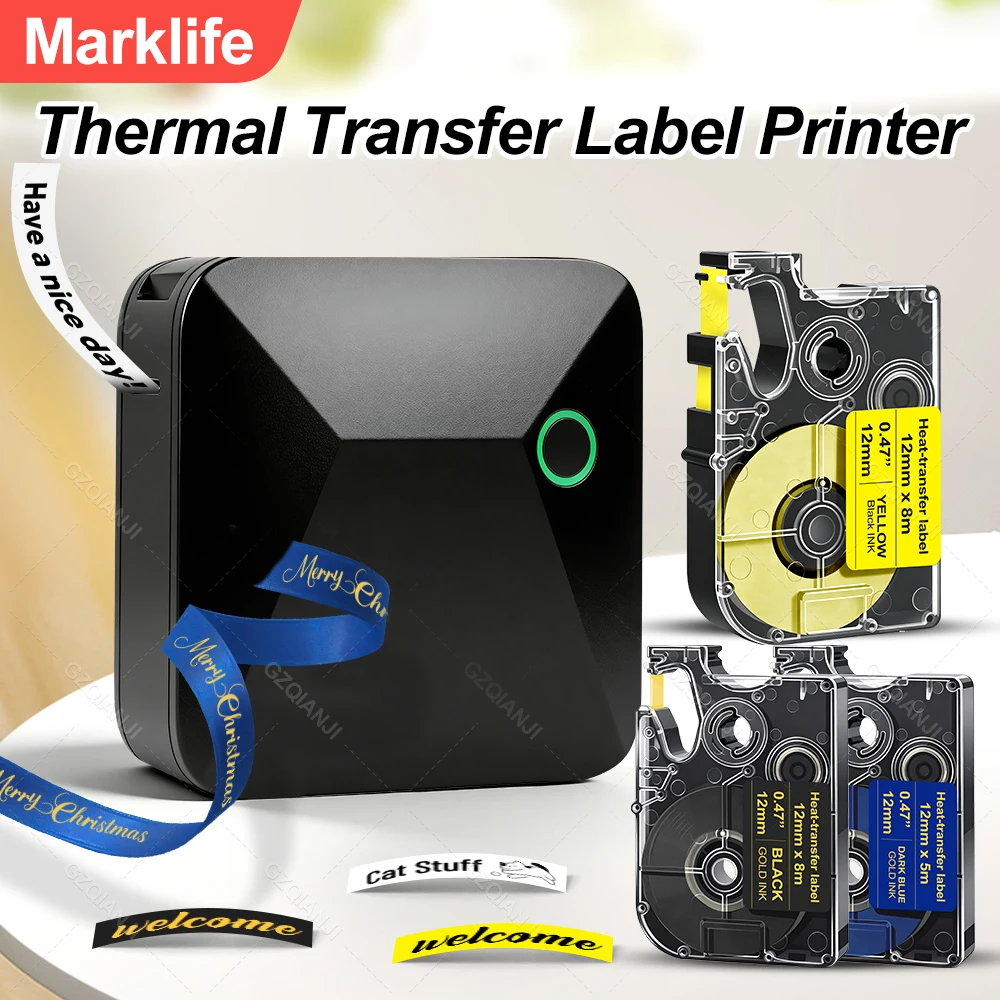 

Портативный термотрансферный принтер этикеток Marklife R15 Mini с долговечной лентой для дома и офиса