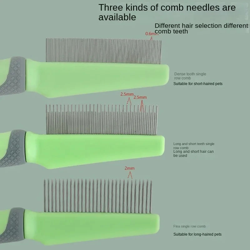 치밀한 기어 오픈 매듭 빗, 고양이 털 제거 빗, 개 미용 벼룩 제거 바늘 빗