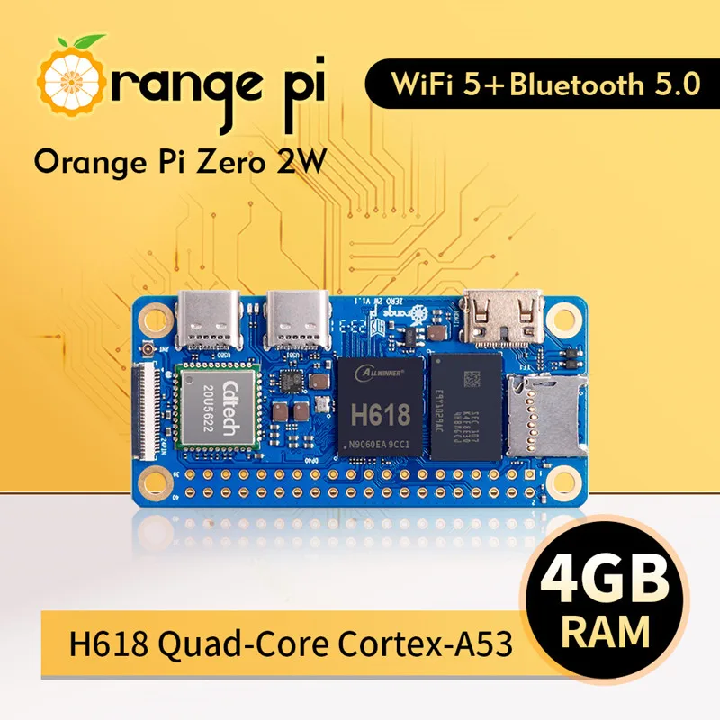 Mini PC Orange Pi ontari2 W, 4 Go de RAM DDR4, Allwinner H618, WiFi, Bluetooth, BLE, SBC, ordinateur à carte unique