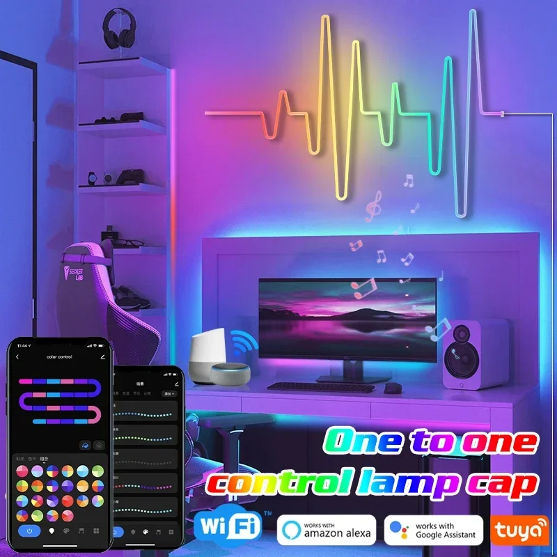 

TUYA RGBIC Neon Light with WIFI Neon Rope DIY Light DC12V Music Sync APP Control TV Backlight Game Living Room Bedroom Bar Decor