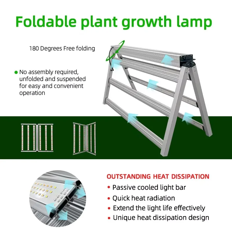 Factory Direct 600W/640W Full Spectrum LED Grow Lights Dimmable Foldable Hydroponic Indoor Garden IP65 Blooming for Plants