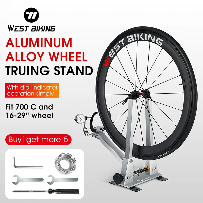 

WEST BIKING Professional Bicycle Wheel Truing Stand With Dial Indicator Gauge Adjustment Aluminum Alloy Bike Rims Repair Tools