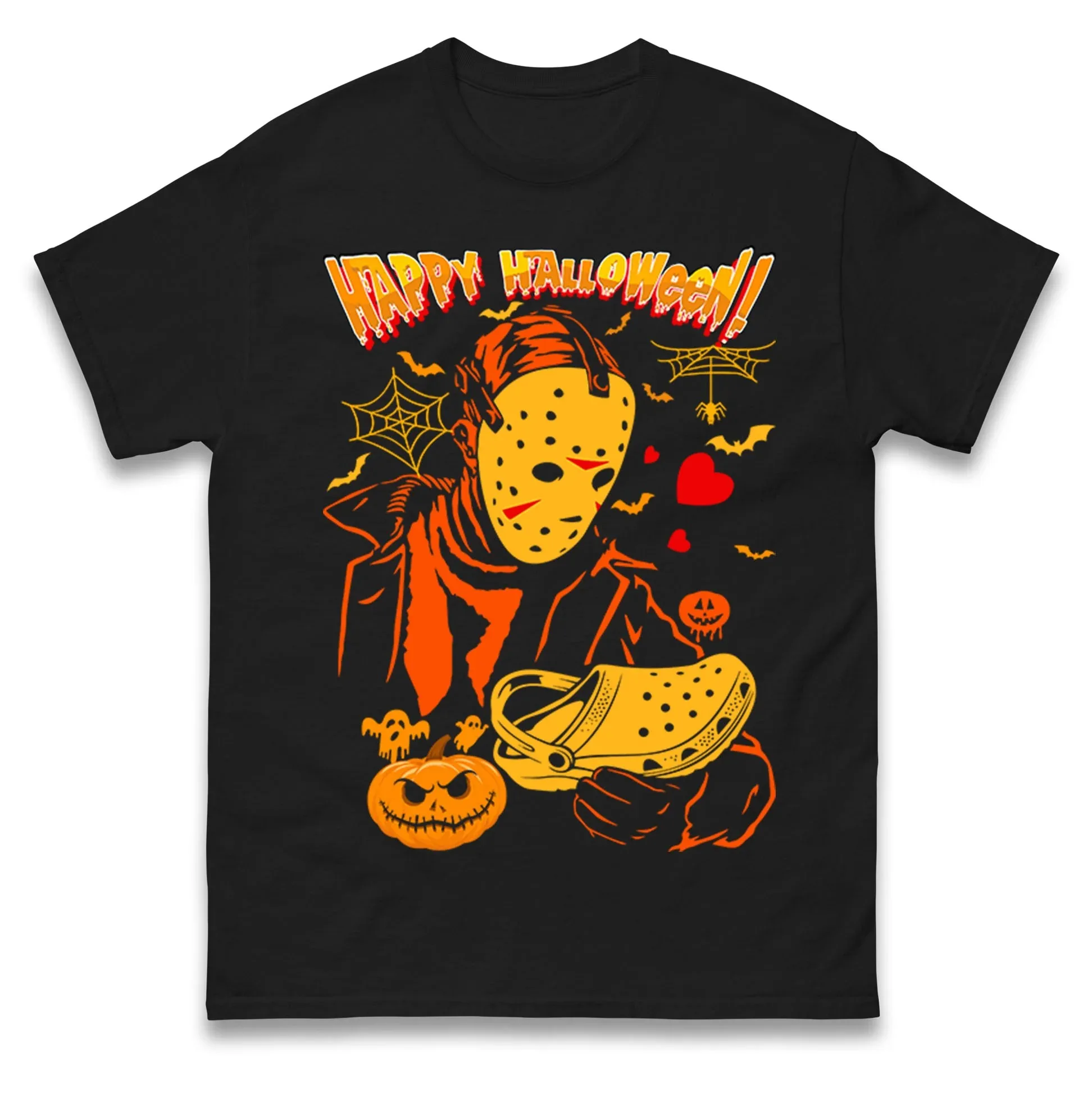 

Jason Voorhees Happy Halloween T-Shirt Men Women Round Neck Short Sleeve Cotton Tees Retro Hip Hop Y2k T-shirt Men's Clothing
