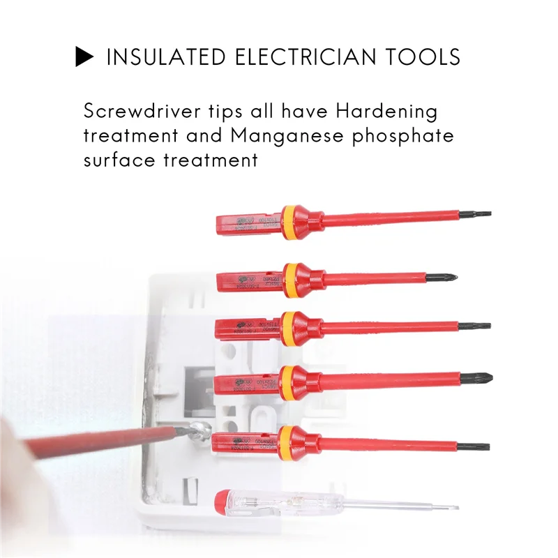 13 Pcs VDE Insulated Screwdriver Set -V High Voltage 1000V Magnetic Slotted Torx Screwdriver Hand Tools