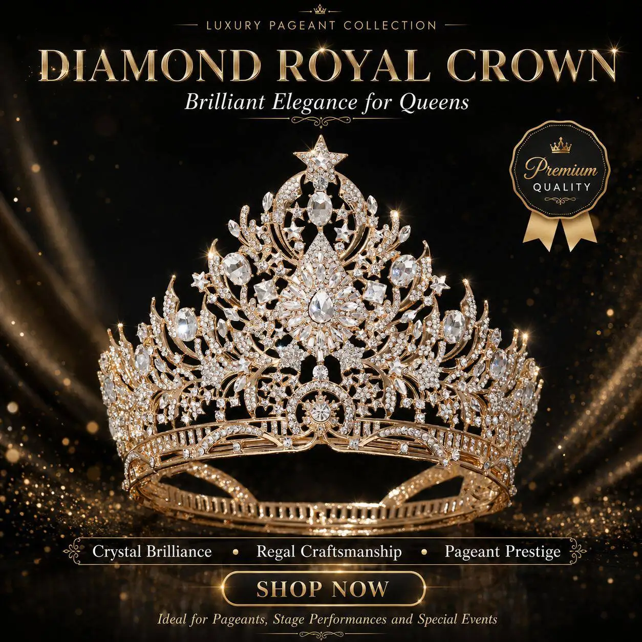 

Luxury Large Star Designs Bride Hair Crown Wedding Headwear Royal Miss World Tiaras Elegant Hair Accessories