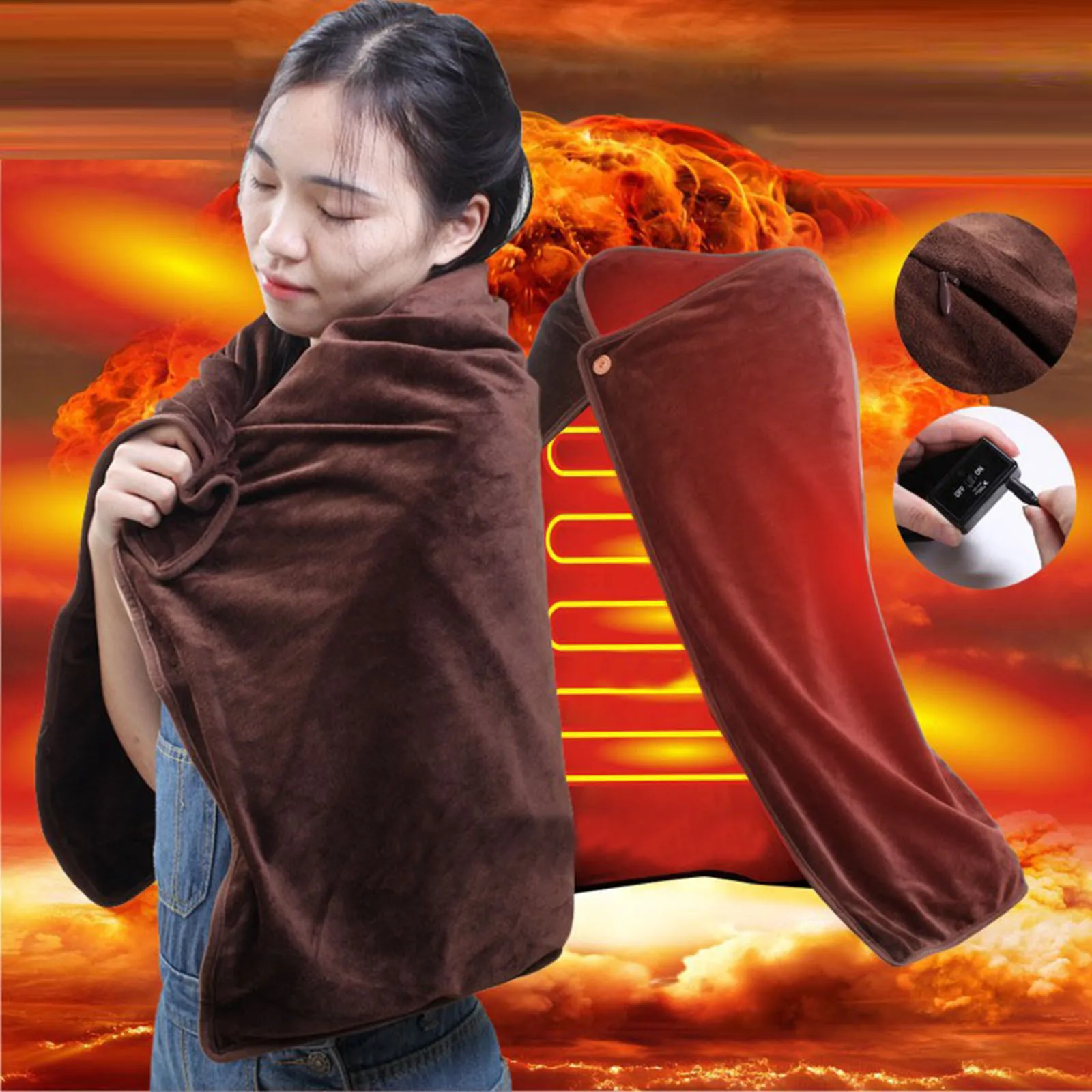 Heated Shawl Pad 2024 Warm Body Electric Heating Blanket Home Warming Knee Mattress Throw Bkankets 2025 Blankets For Adults