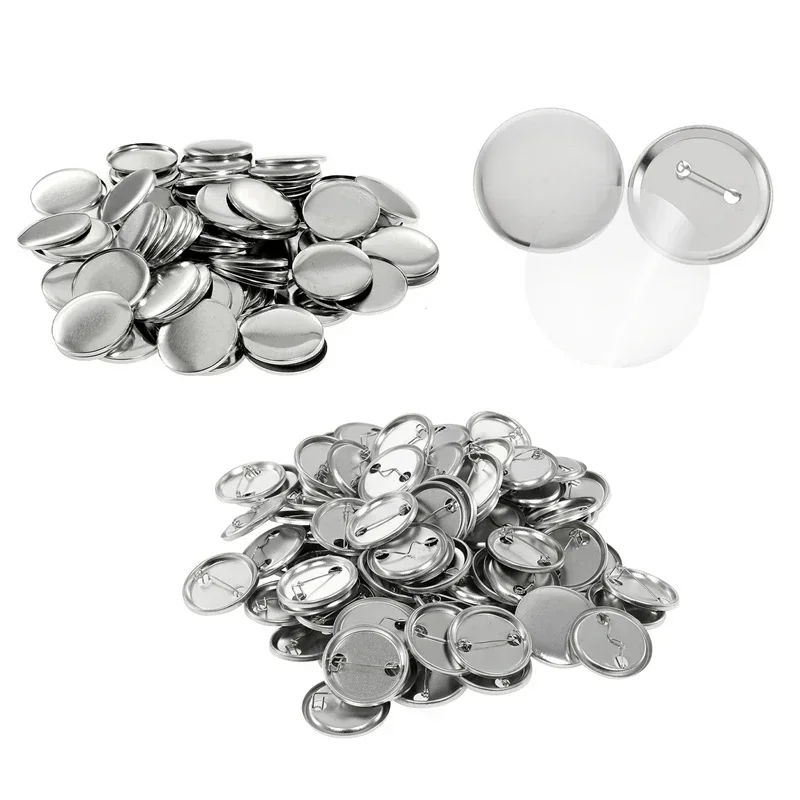 Metal Round Blank Badge Pin Button Maker Punch Press Machine DIY Making Parts Consumables 100Sets 25/32/37/44/58MM