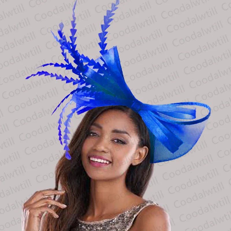 Women Elegant Bow Fascinator Party Hats Wedding Headwear  Bride Hair Accessories Feather Pillbox Cap Derby Headdress Veils Cap