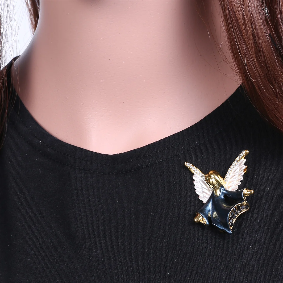 Rinhoo Musik Engel Fee Broschen für Frauen Vintage weiße Engels flügel Weihnachts figur Emaille Pins Neujahr Geschenke Weihnachts schmuck – Detail 15