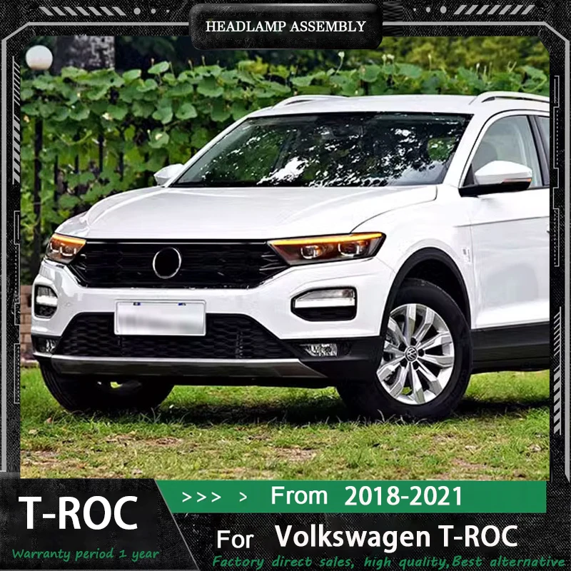 

Head Lamp for VW T-ROC LED Headlight 2018-2021 Headlights T ROC TROC DRL Turn Signal High Beam Angel Eye Projector Len