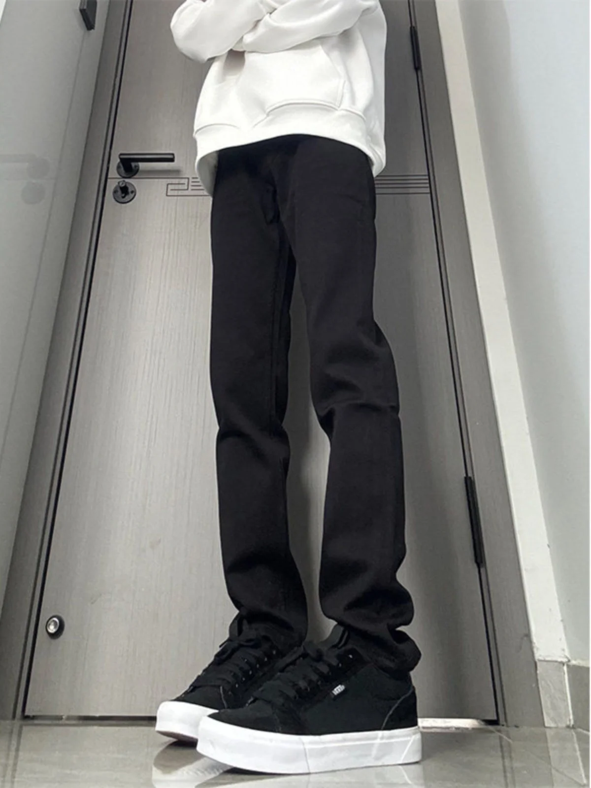 

Мужские джинсы Bla Fce прямого кроя с подкладкой, в стиле ретро, американские, модные, универсальные, расклешенные брюки, осенне-зимняя молодежная мода