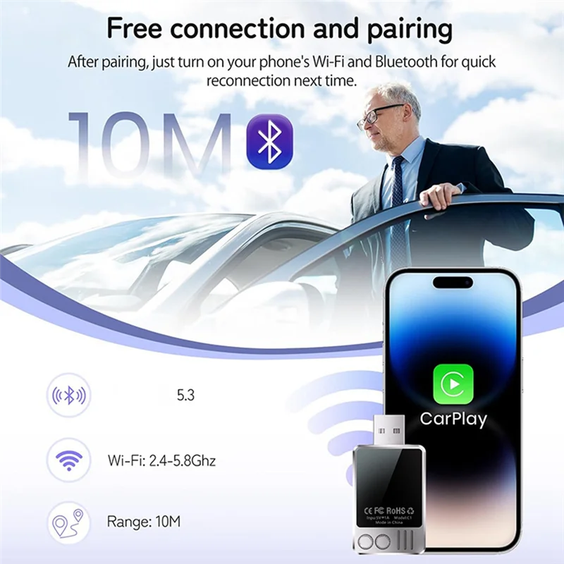 B92B-2 In 1 Wireless Carplay Adapter For Android Auto & Carplay Adapter Smart Car Interconnection AI Box Wireless Car Adapter