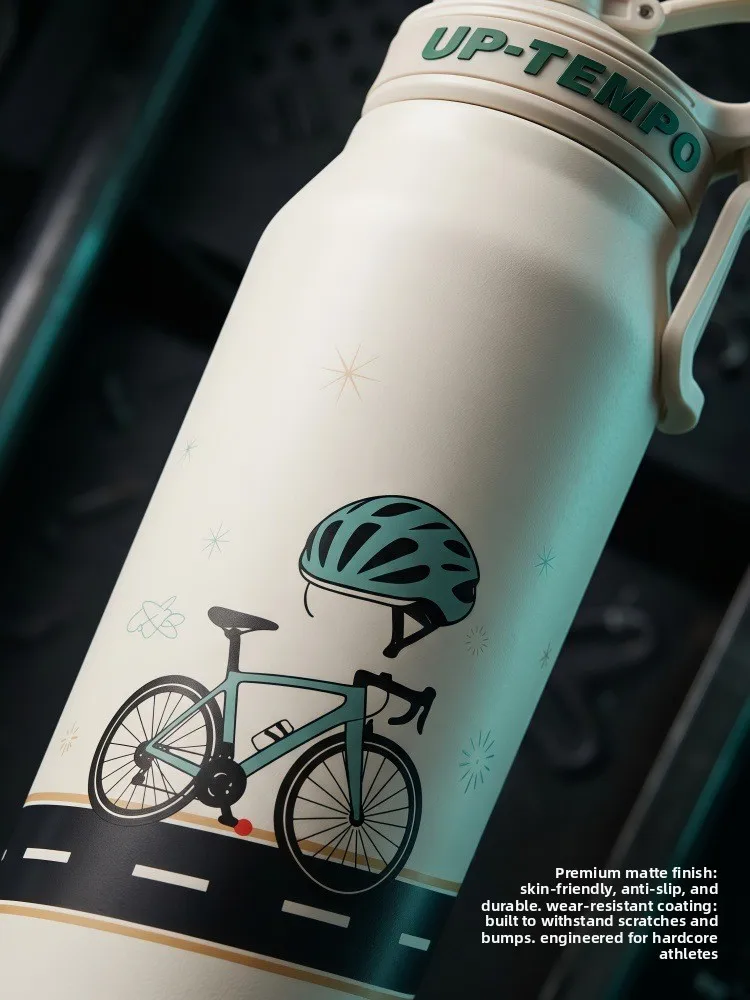 1pc 1000ml Stainless Steel Insulated Water Bottle with Handle, Portable Hot & Cold Cup for Outdoor, Cycling & Sports