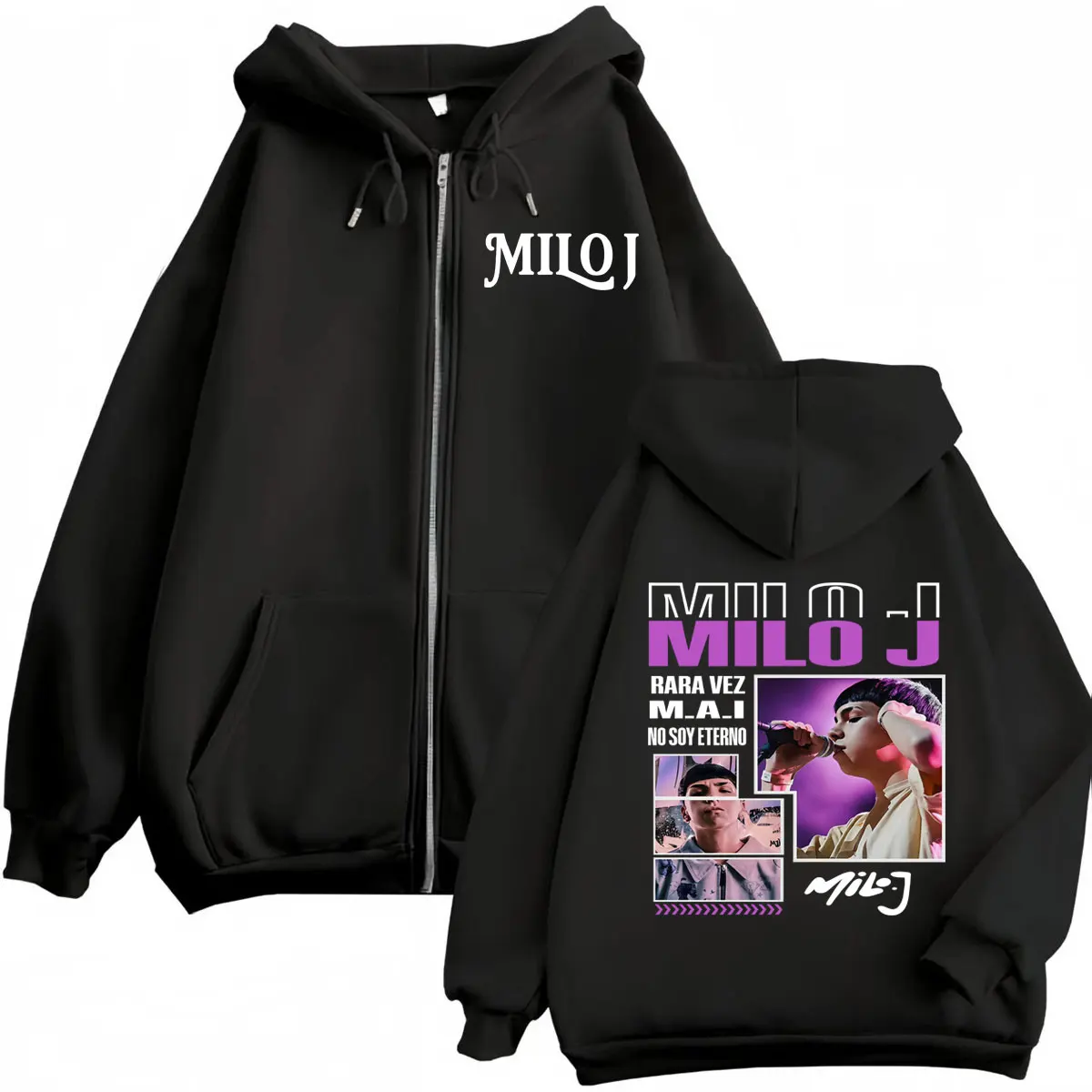Rapero Milo J La Vida Era Mas Corta nuevo álbum abrigos con cremallera chaqueta Vintage de los años 90 con cremallera sudaderas con capucha gran oferta sudadera de gran tamaño