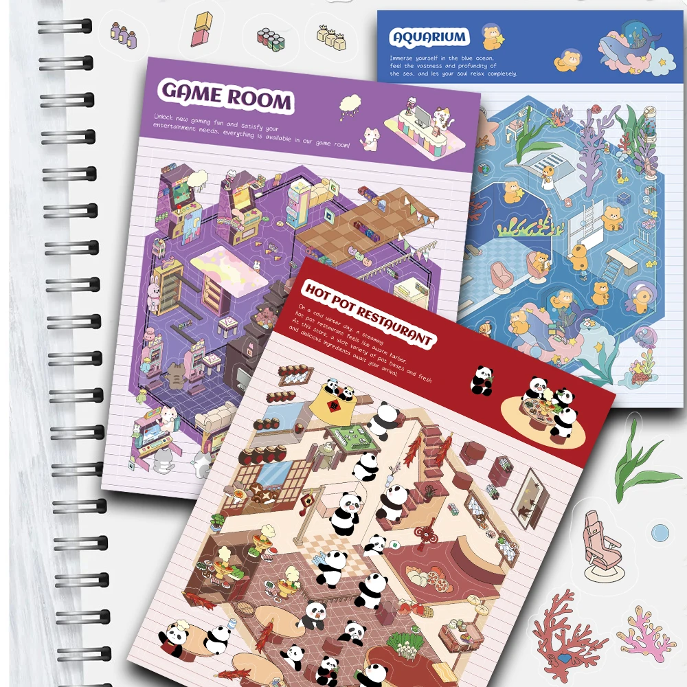 Game Arcade Ocean Pavilion Hot Pot Restaurant Landscaping Stickers Nostalgia Guitar Office Coffee Account Gift Suitcase Stickers