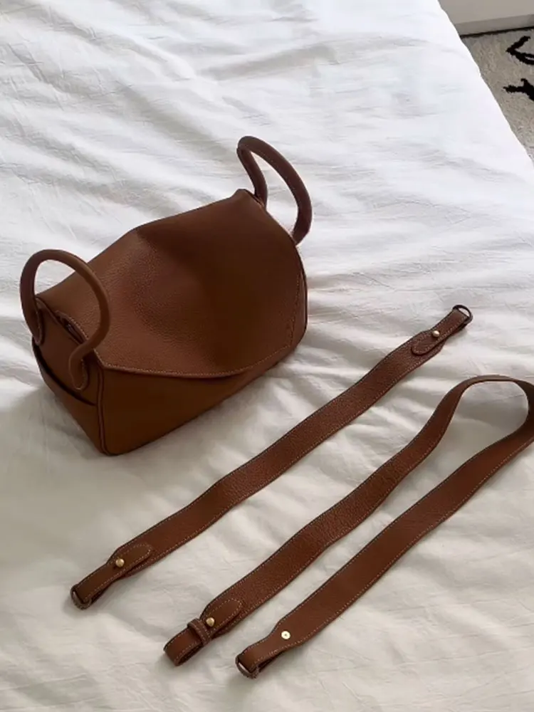 

Large Capacity Brown Lychee Pattern Ladies Bag 2026 New Luxury Commuter Pillow Bag Soft Leather Single Shoulder Handbag