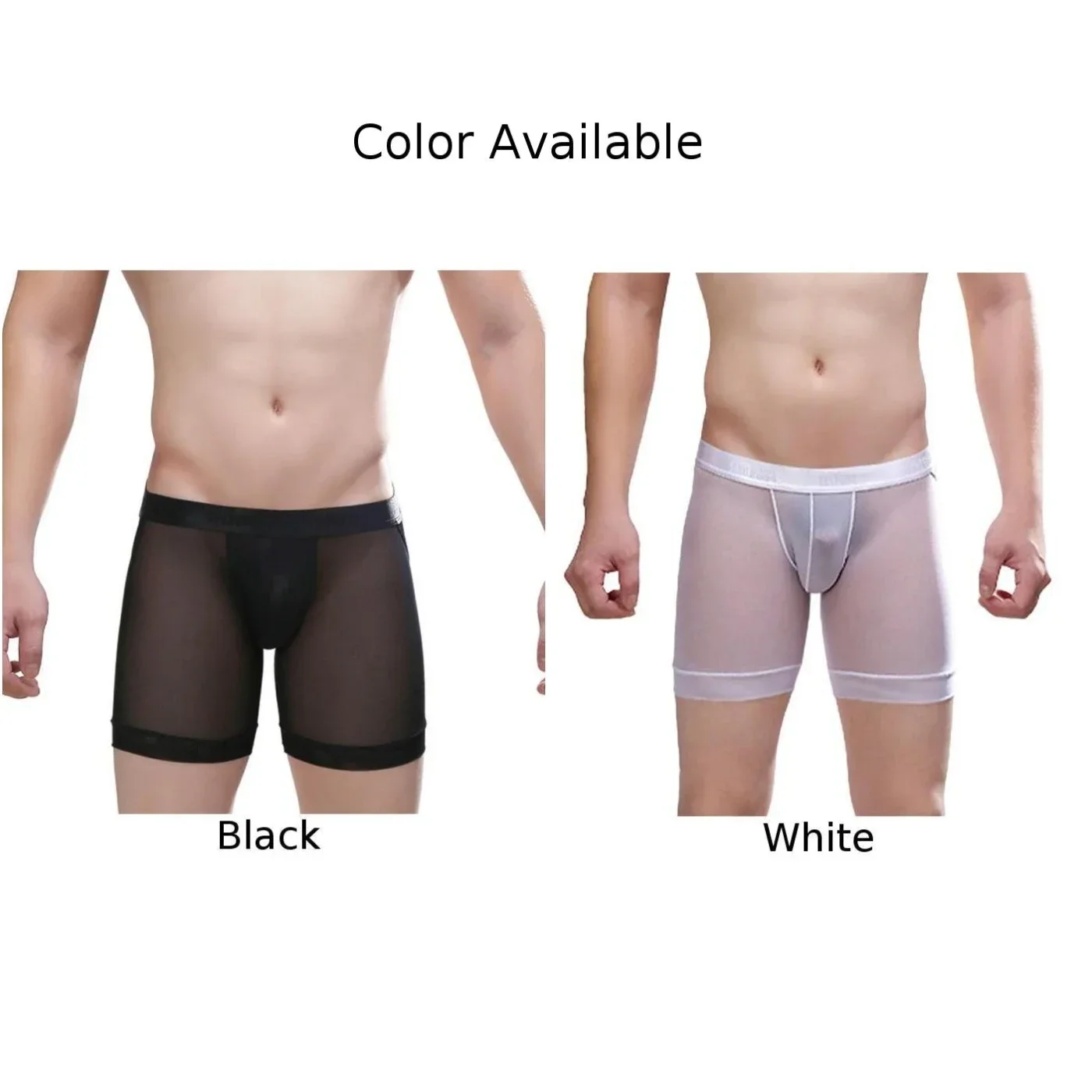 Open Crotch Ball Pouch Shorts for Men, Breathable and Comfortable Underwear, Middle Waist, White/Black Colors