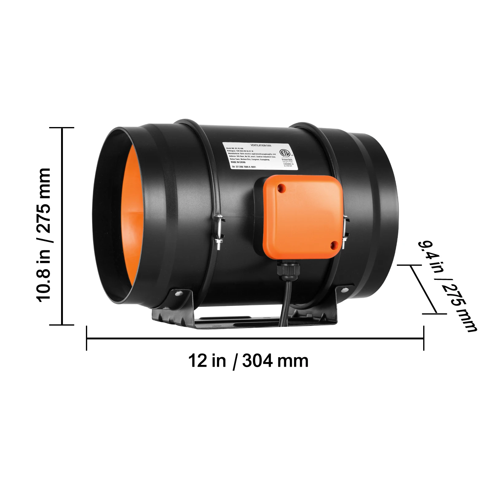 SucceBuy 4/6/8 inch Inline Kanaalventilator met Temperatuur-vochtigheidsregelaar EC-motor Ventilatie Afzuigventilator Ventilator voor thuis