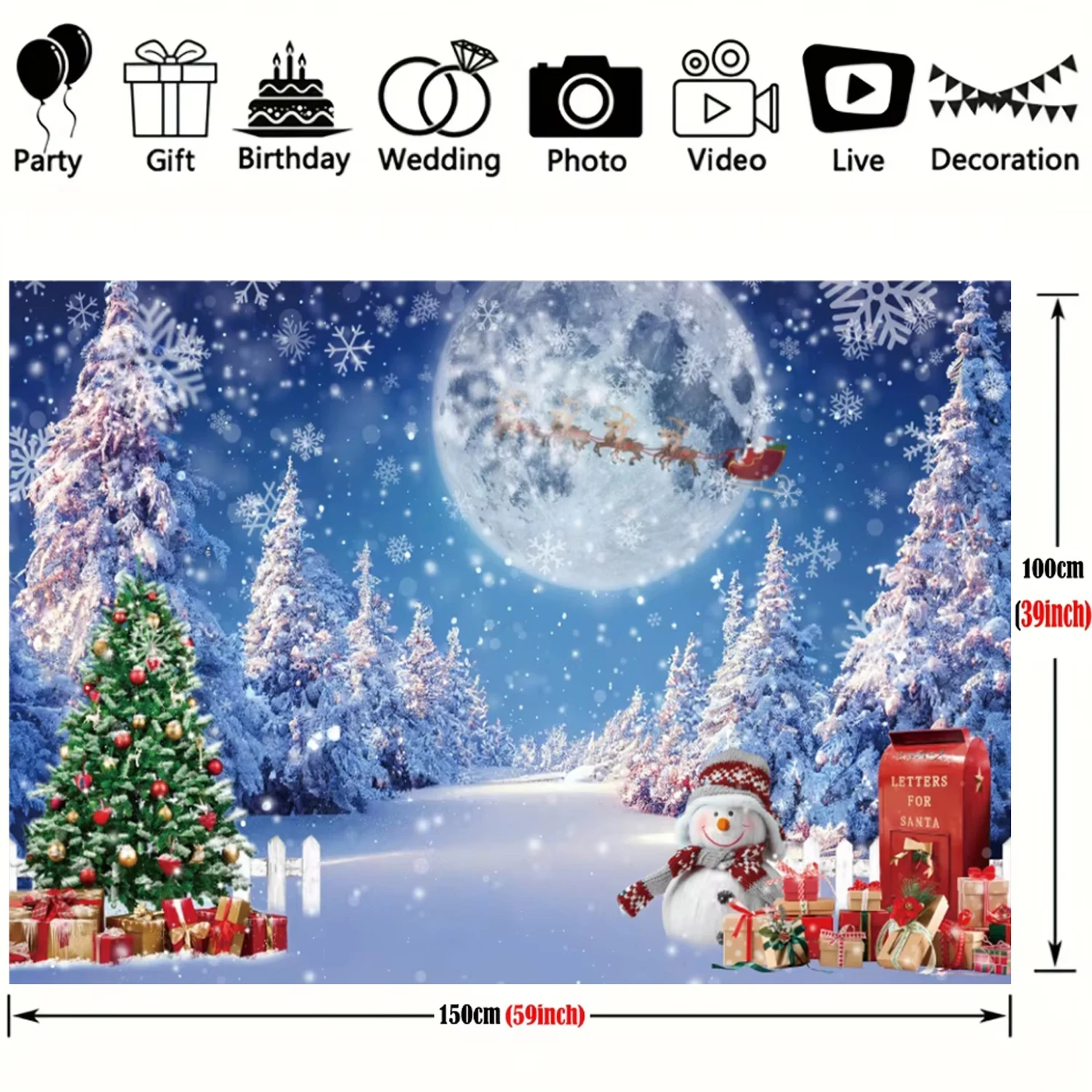 Winter Theme Snow Scene Background Pine Forest Mountain Nature Landscape Sky Snowflake Family Christmas Portrait Prop Decoration