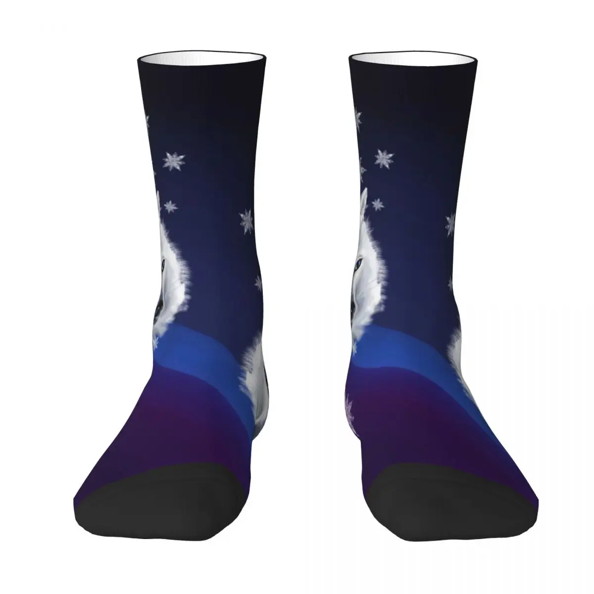 White Wolf Socks Snow Print Leisure Stockings Couple Soft Outdoor Sports Socks Autumn Graphic Anti-Slip Socks