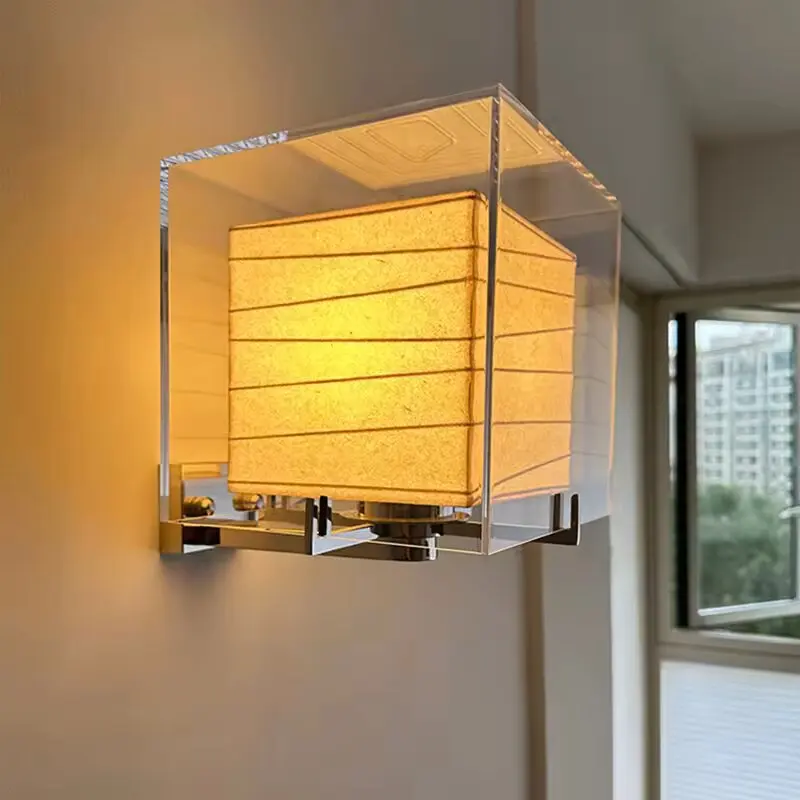 

Designer Japanese minimalist living room bedroom bedside wall lamp hotel and homestay study creative atmosphere glass desk lamp